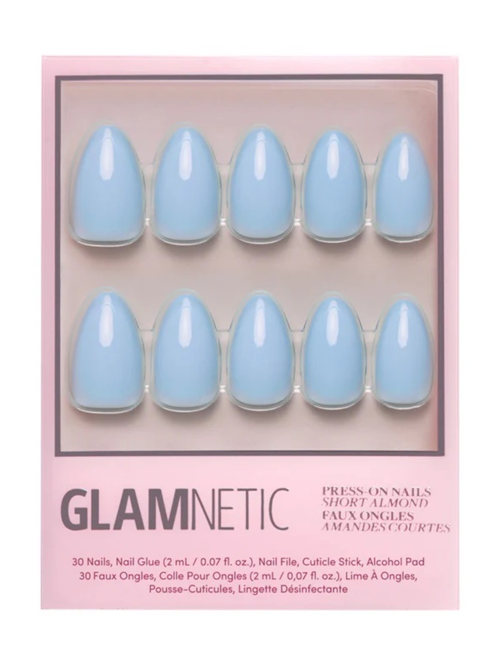 🎀3/$25🎀 GLAMNETIC Short Almond Press-On Nails - Soft Blue